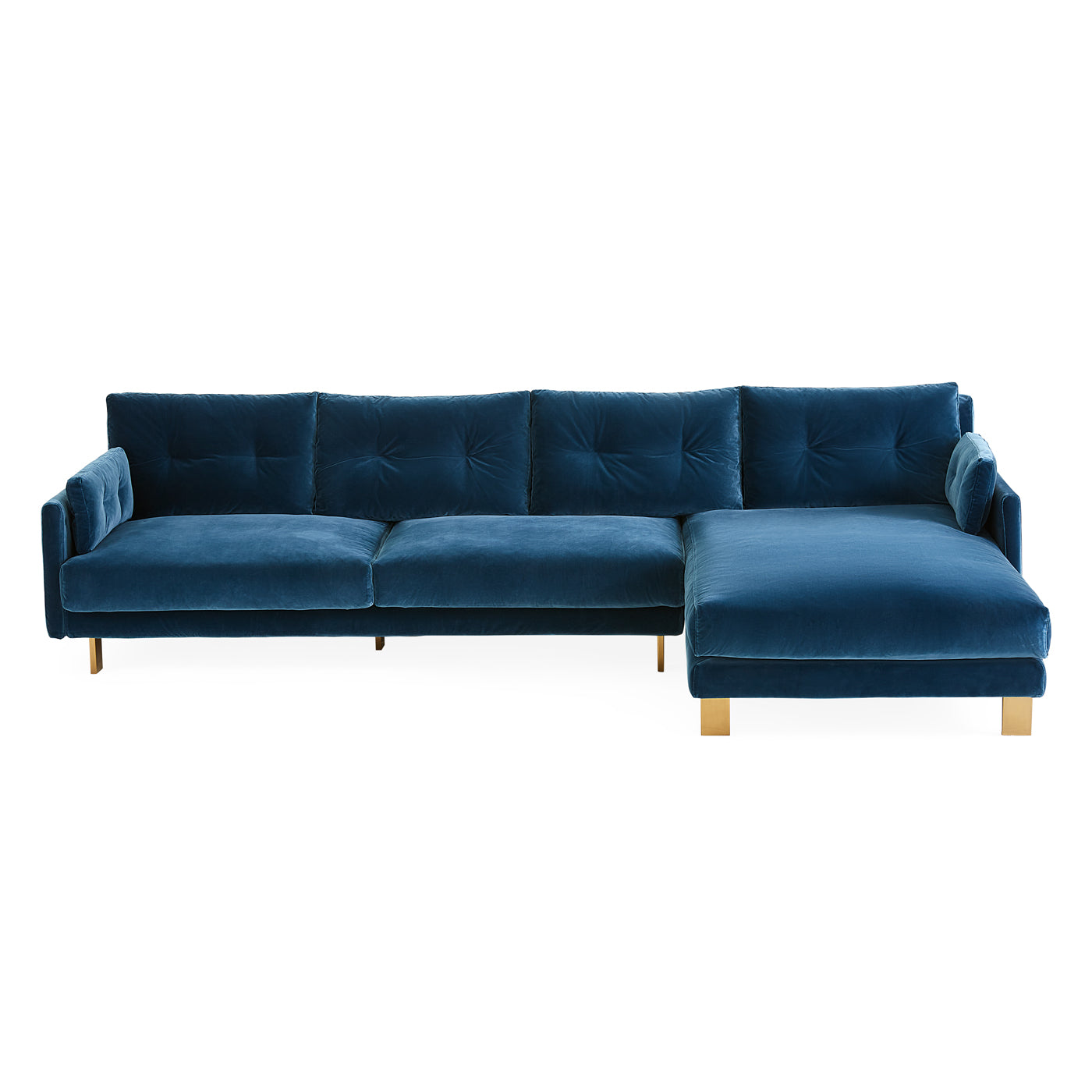 malibu sectional right arm facing varese petrol blue velvet - front view