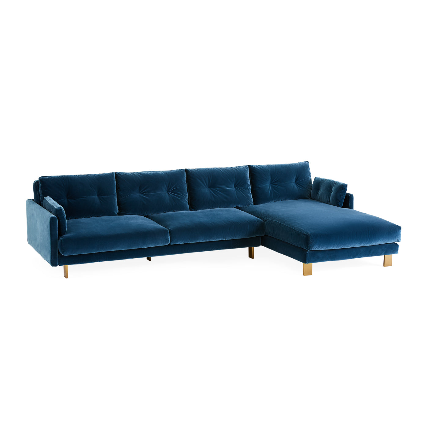 malibu sectional right arm facing varese petrol blue velvet - angle view