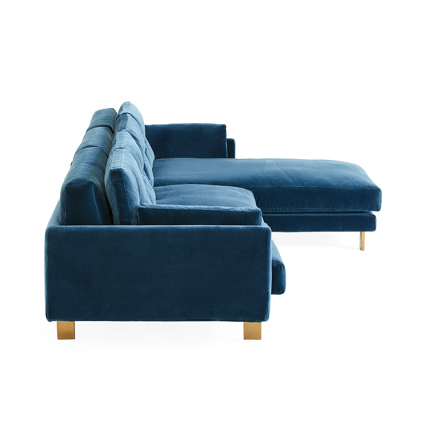 malibu sectional right arm facing varese petrol blue velvet - side view