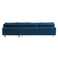 malibu sectional right arm facing varese petrol blue velvet - back view