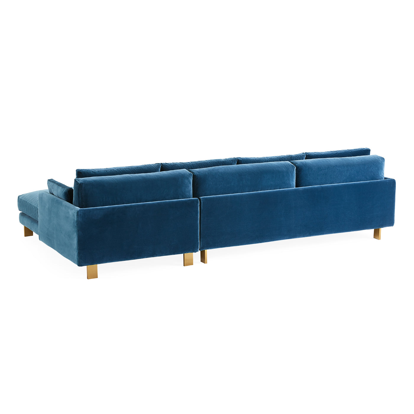 malibu sectional right arm facing varese petrol blue velvet - angle back view