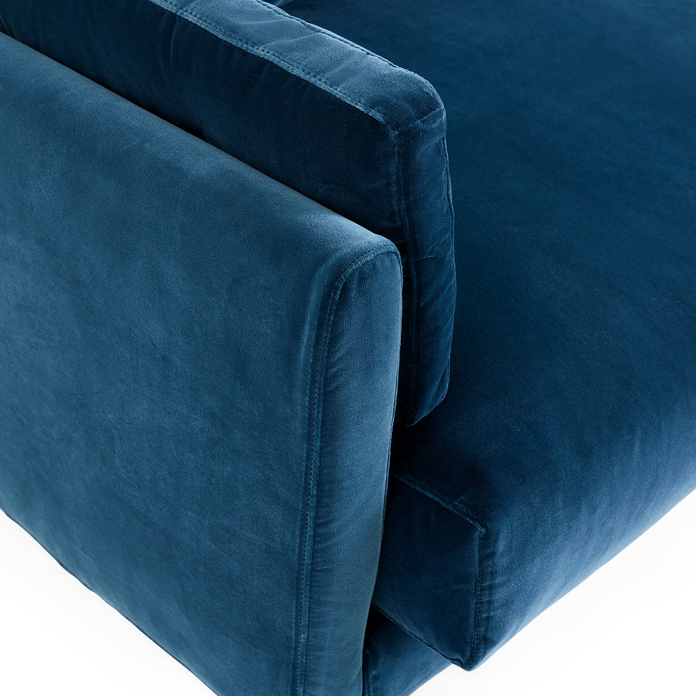 malibu sectional right arm facing varese petrol blue velvet - details view