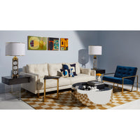 camel checkerboard reversible peruvian flat weave rug - styled view 4