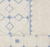 malmo hand-knotted rug wool blue and white - detail view