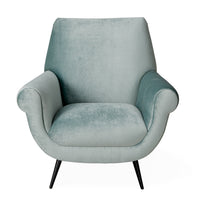 marcello lounge chair brussels cape blue velvet legs metal - front view