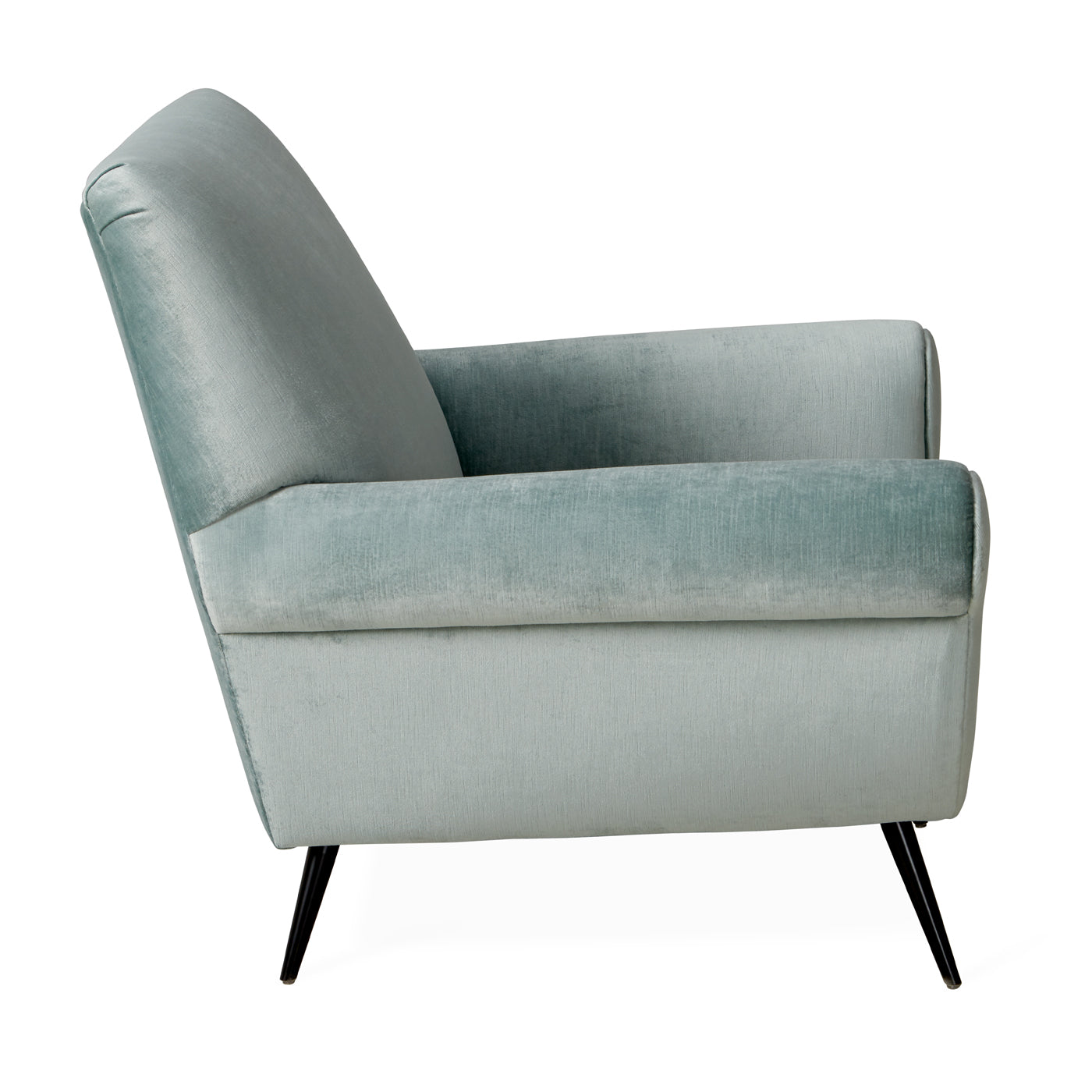 marcello lounge chair brussels cape blue velvet legs metal - side view