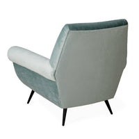 marcello lounge chair brussels cape blue velvet legs metal - angle back view
