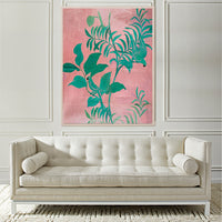 paule marrot, pink birds print with Rider Klismos Lounge Chair