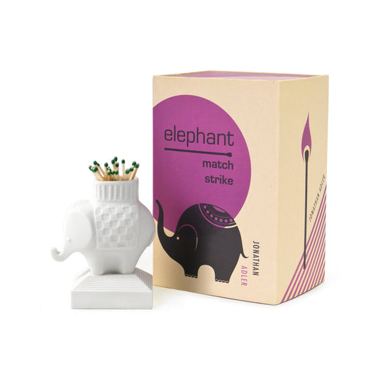 elephant match strike porcelain white with box - angle view