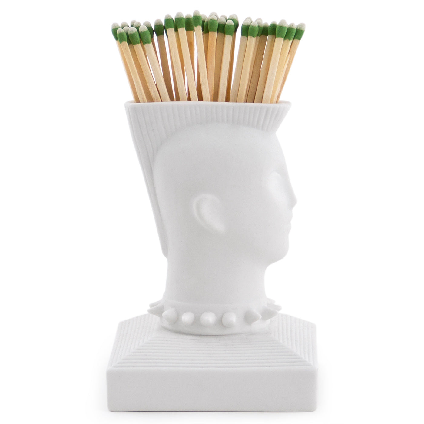 mohawk match strike porcelain white with matches - side view