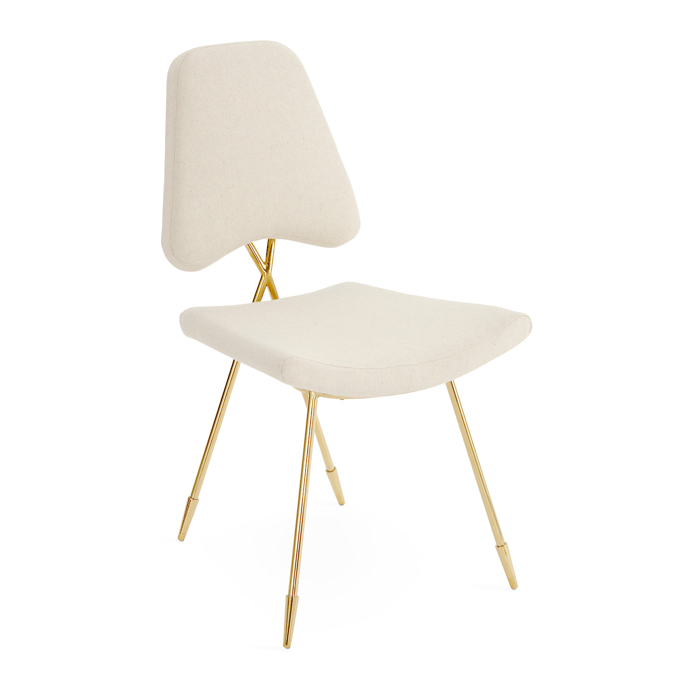 maxime dining chair belgium stone linen brass frame - angle view