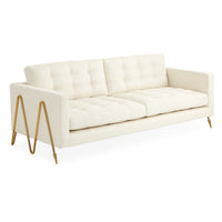 maxime sofa olympus oatmeal boucle blackened brass frame - angle view