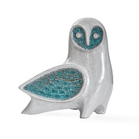 glass menagerie barn owl stoneware aquamarine glass - front view