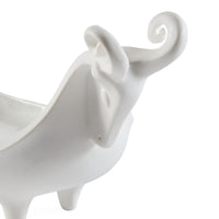 White ceramic elephant planter on a white background