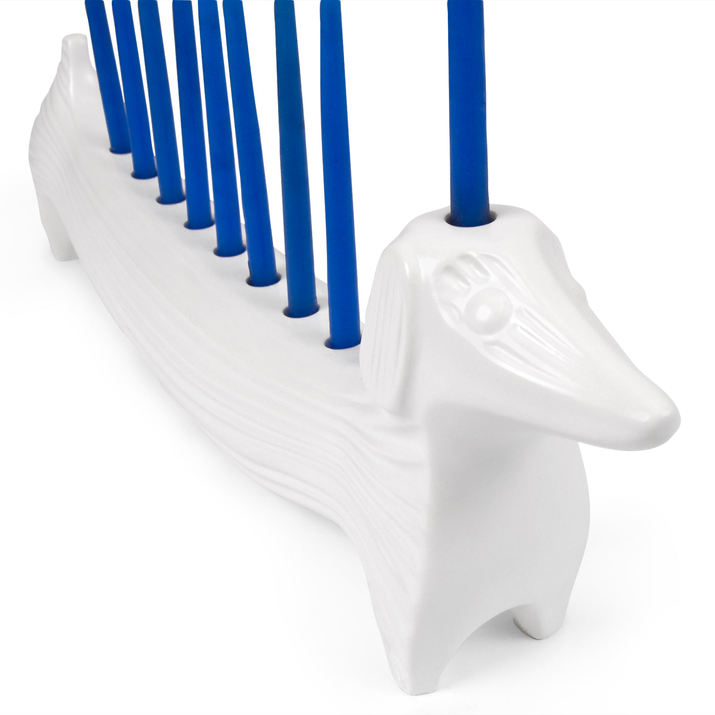 ceramic dachshund menorah white - detail view 1