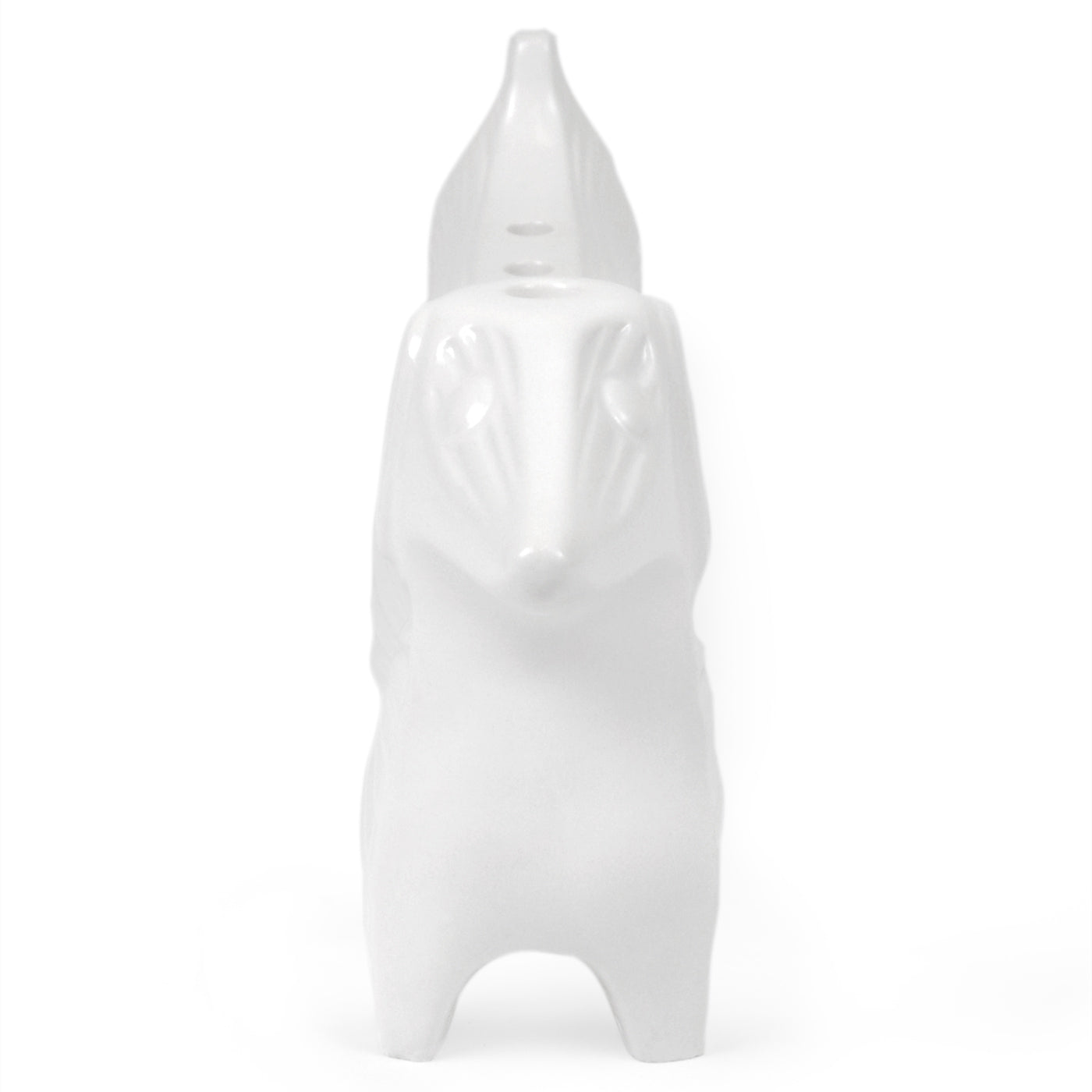 ceramic dachshund menorah white - side view