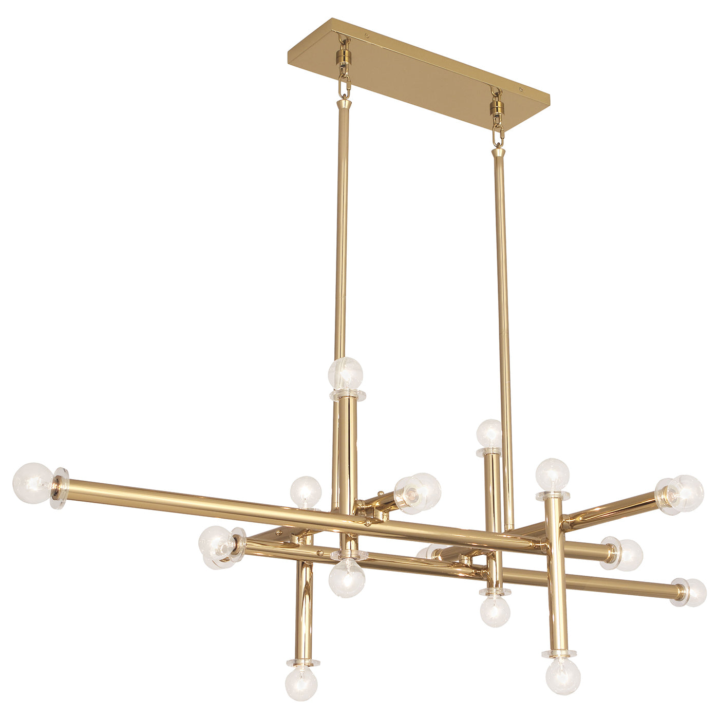 milano linear chandelier brass - angle view