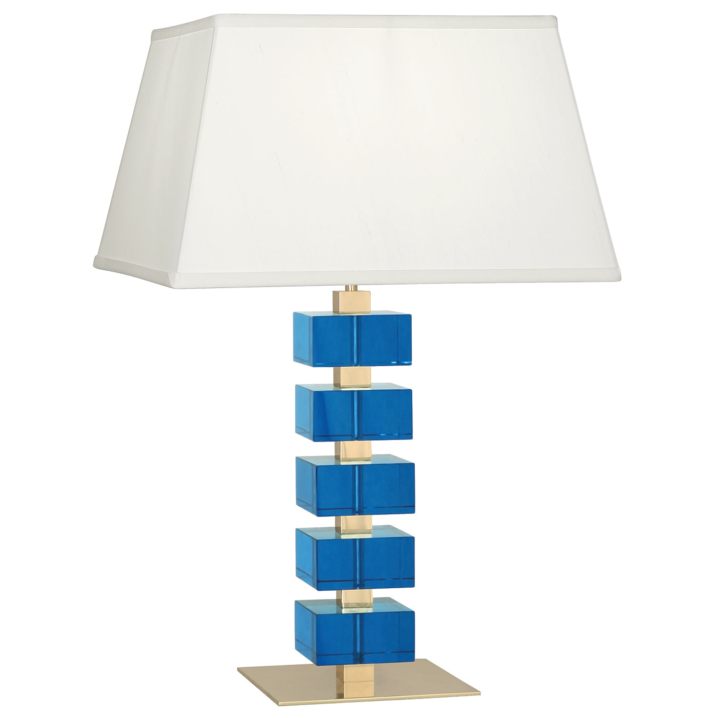 monaco table lamp acrylic turquoise brass square shade - angle view