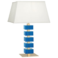 monaco table lamp acrylic turquoise brass square shade - angle view