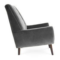 mr. godfrey chair aberdeen graphite boucle wenge wood legs - front view