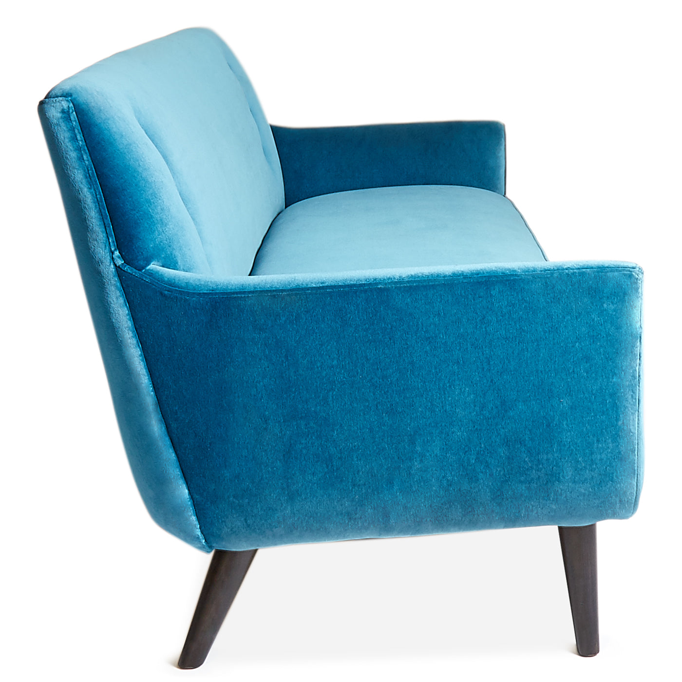 mrs godfrey sofa venice peacock velvet wenge wood - side view