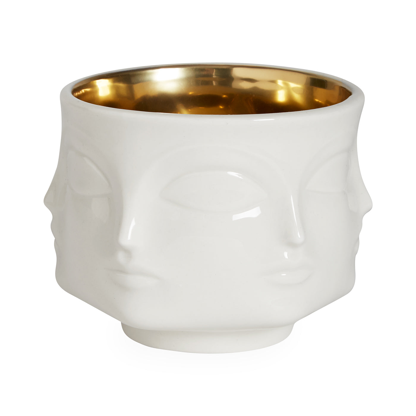muse bowl porcelain white interior gold - front view