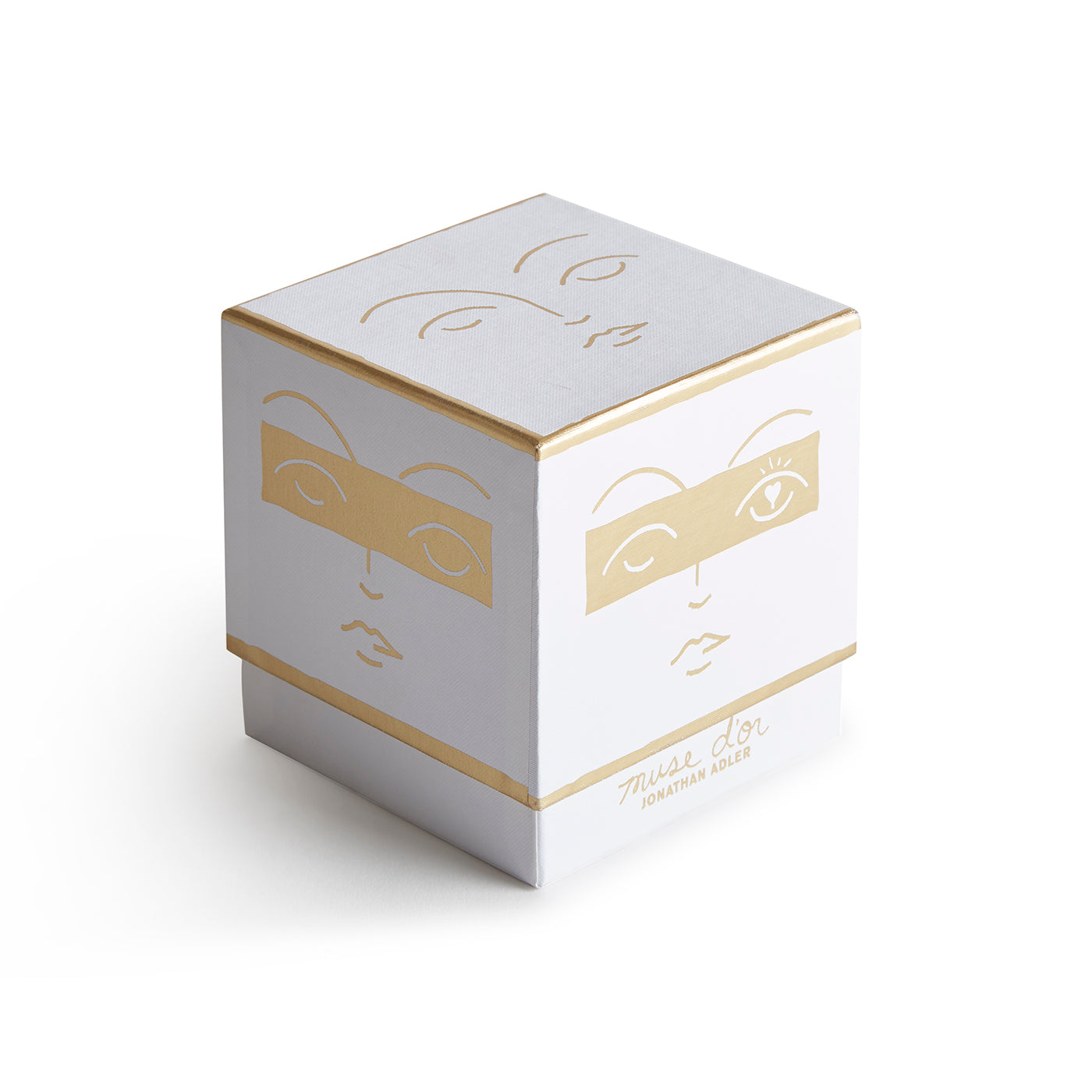 muse d'or ceramic candle box white gold - angle view