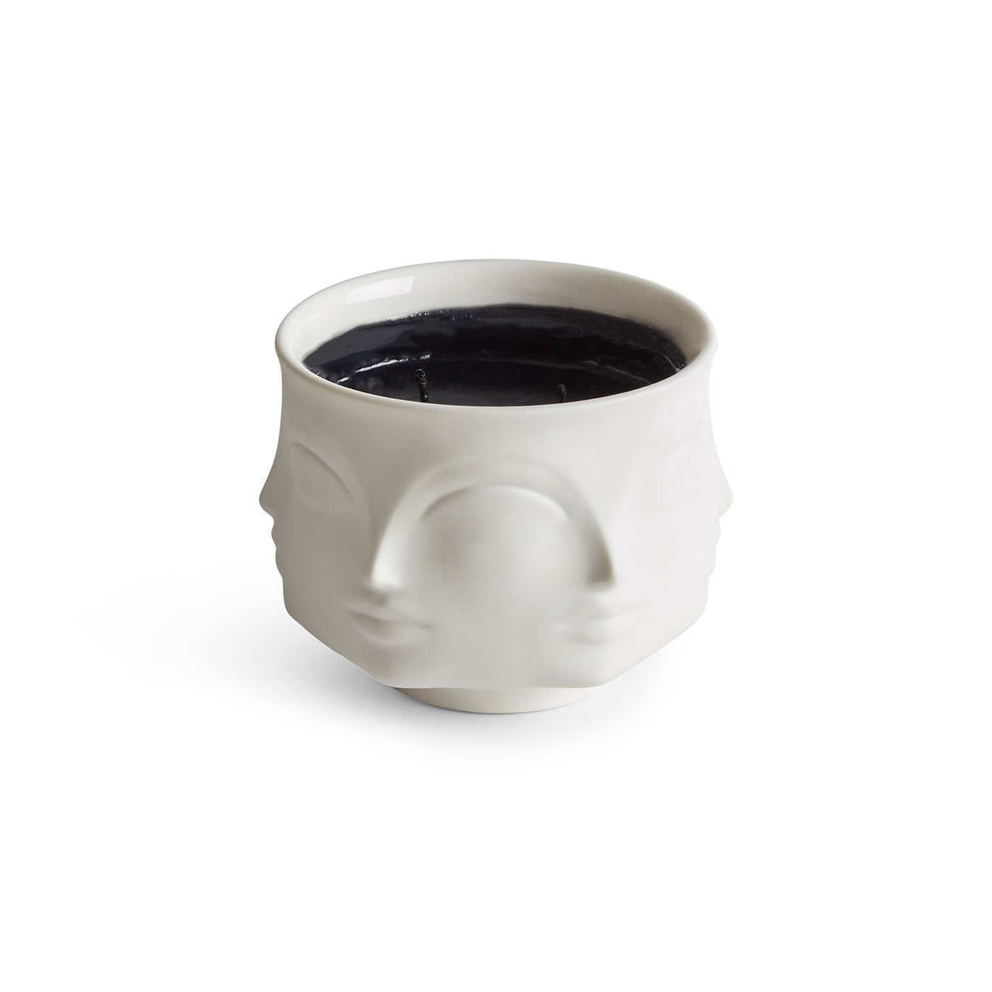 muse noir ceramic candle porcelain white wax black - front view