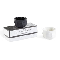 muse salt and pepper cellars porcelain black and white with box