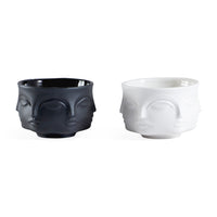 muse salt and pepper cellars porcelain black and white - front view