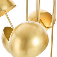 Gold spherical pendant light fixture on a white background