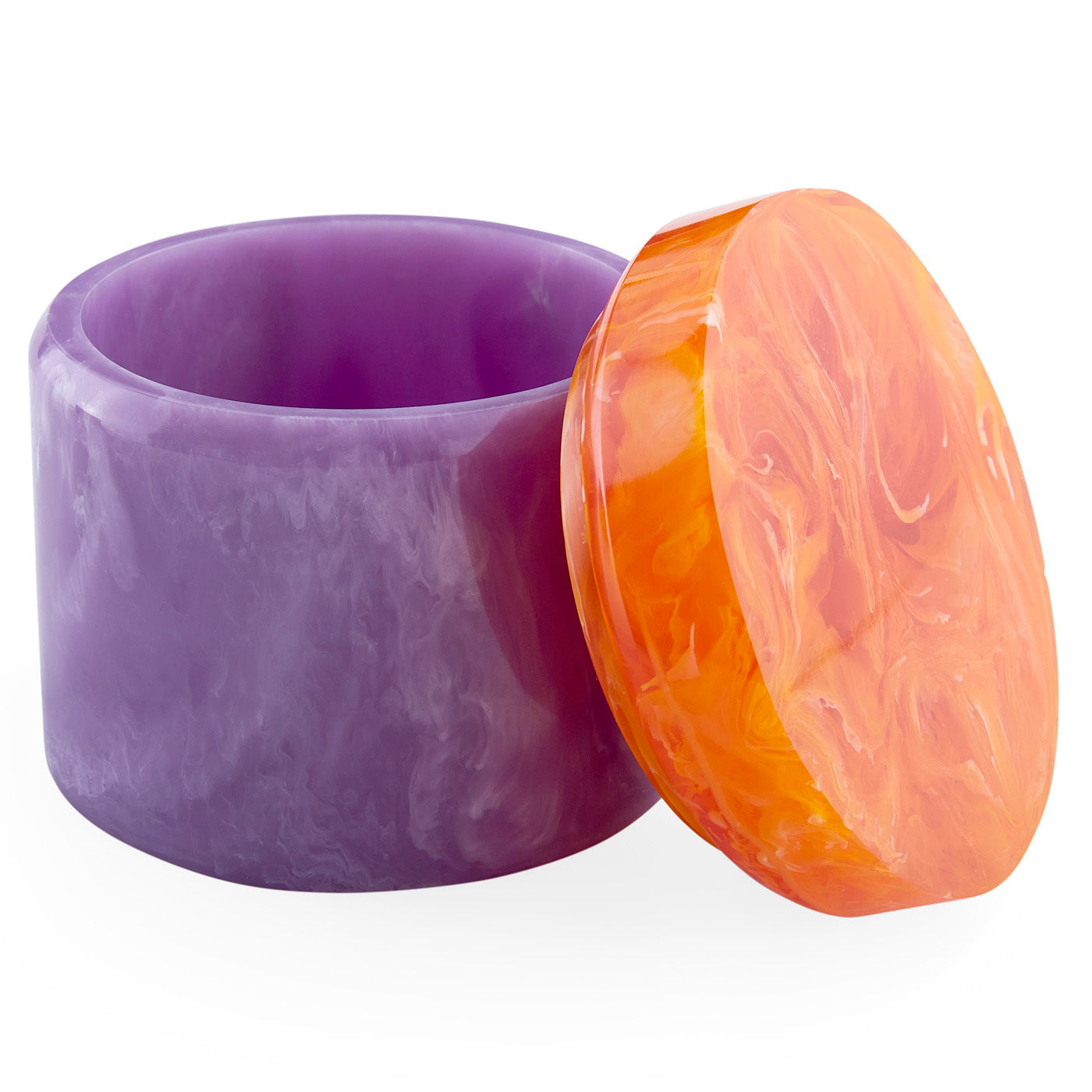 mustique large box purple orange resin open - front view