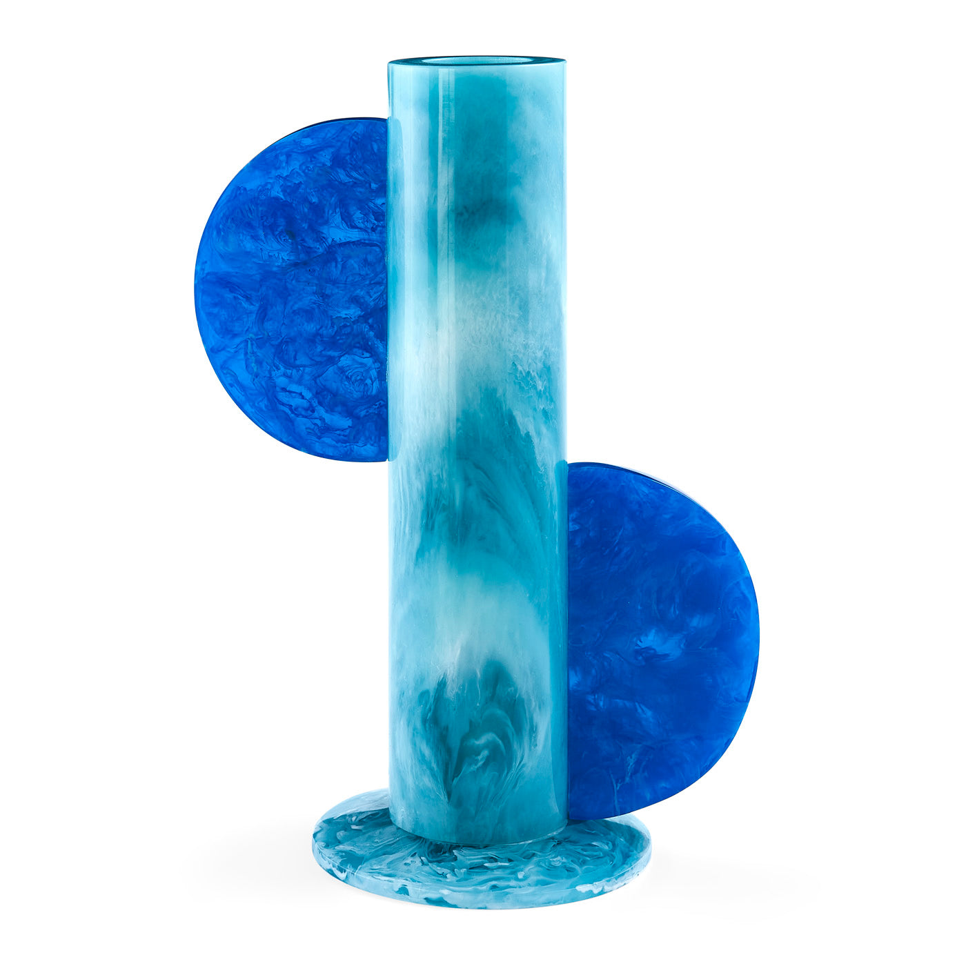 mustique cylinder vase turquoise blue acrylic - front view