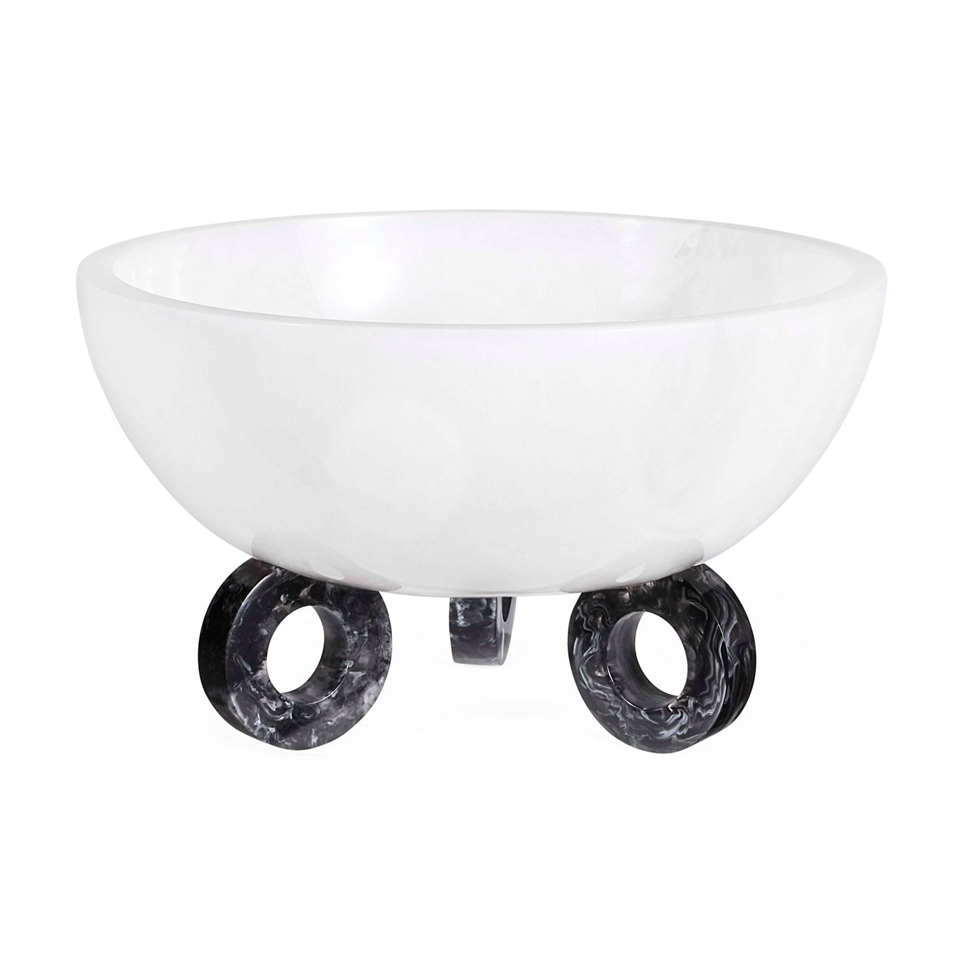 Mustique Black & White Disc Bowl - angle view