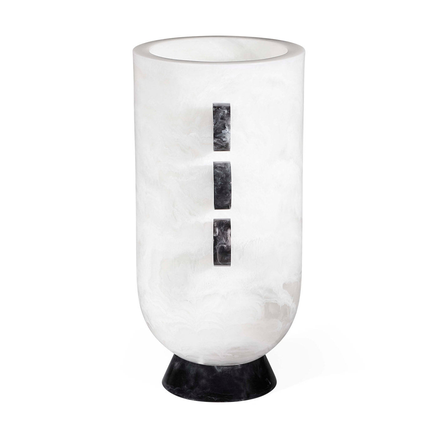 Mustique Black & White Disc Urn - side view