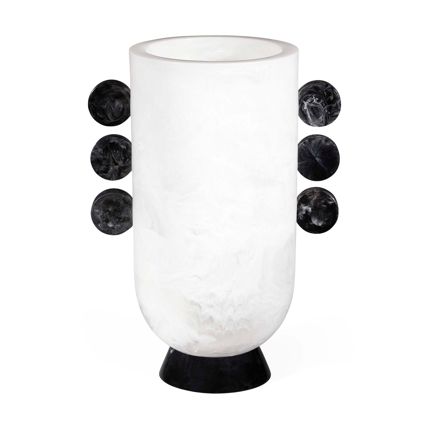 Mustique Black & White Disc Urn - back view