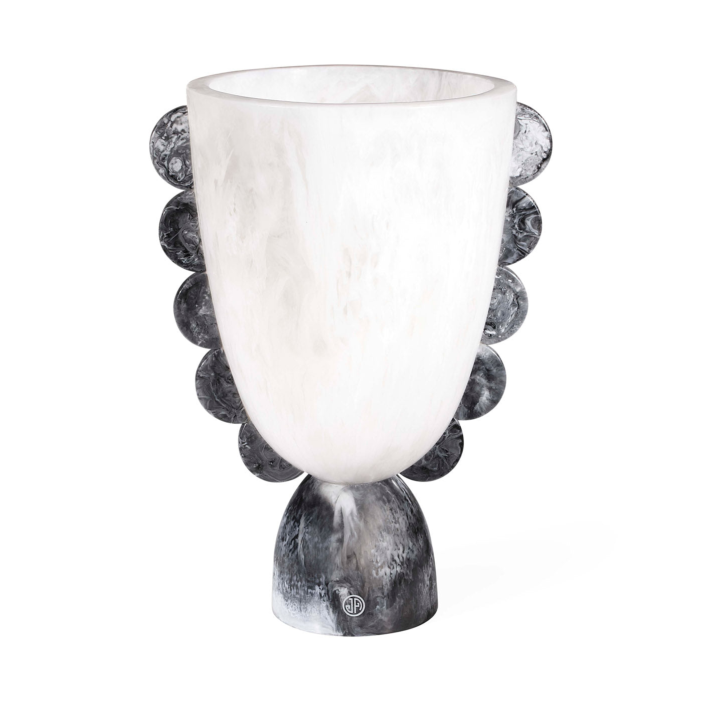 Mustique Black & White Scalloped Urn - front view