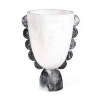 Mustique Black & White Scalloped Urn - front view