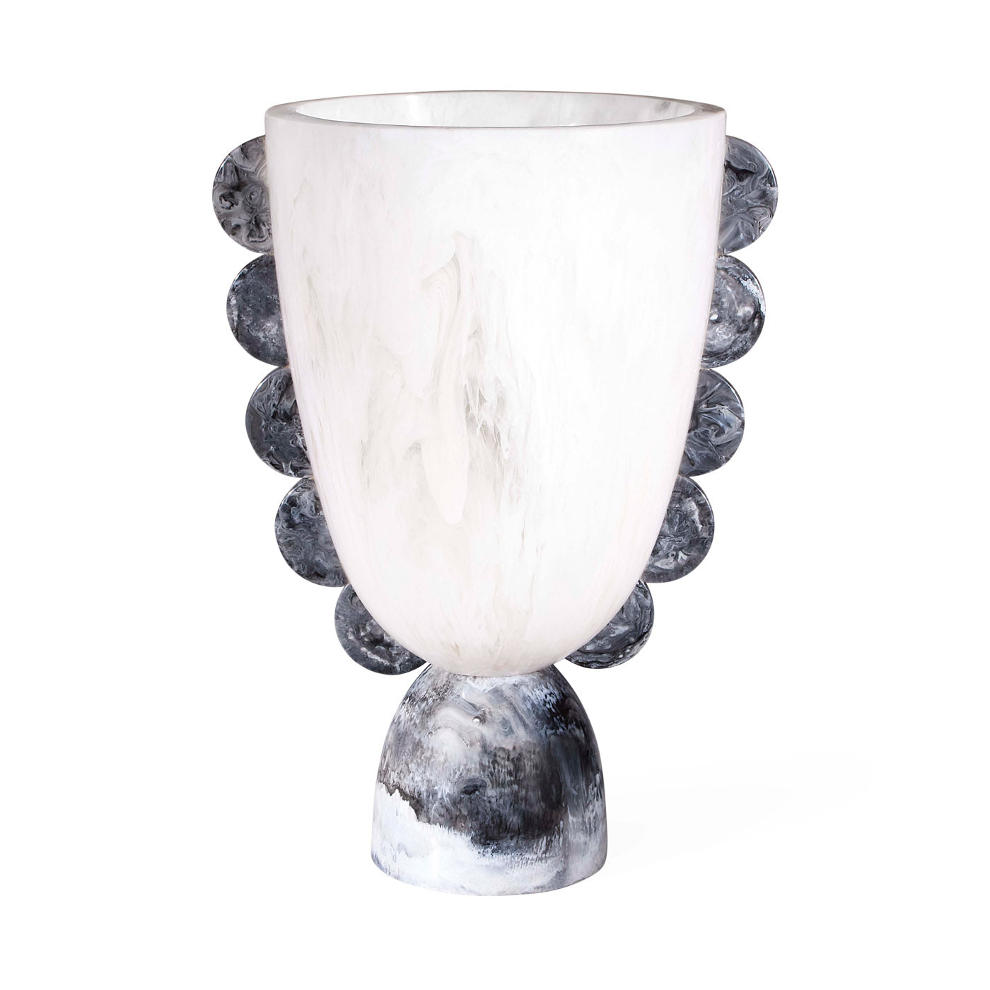 Mustique Black & White Scalloped Urn - side view