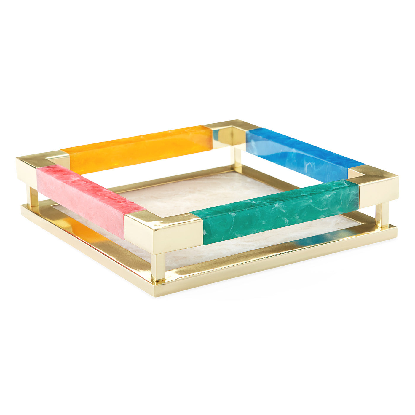 Como Square Tray in Acrylic and Brass | Jonathan Adler