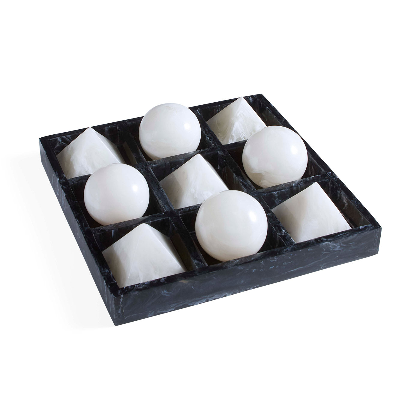 Mustique Black & White Tic-Tac-Toe Set - front view