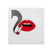lips cocktail napkins cotton linen red black - view 3