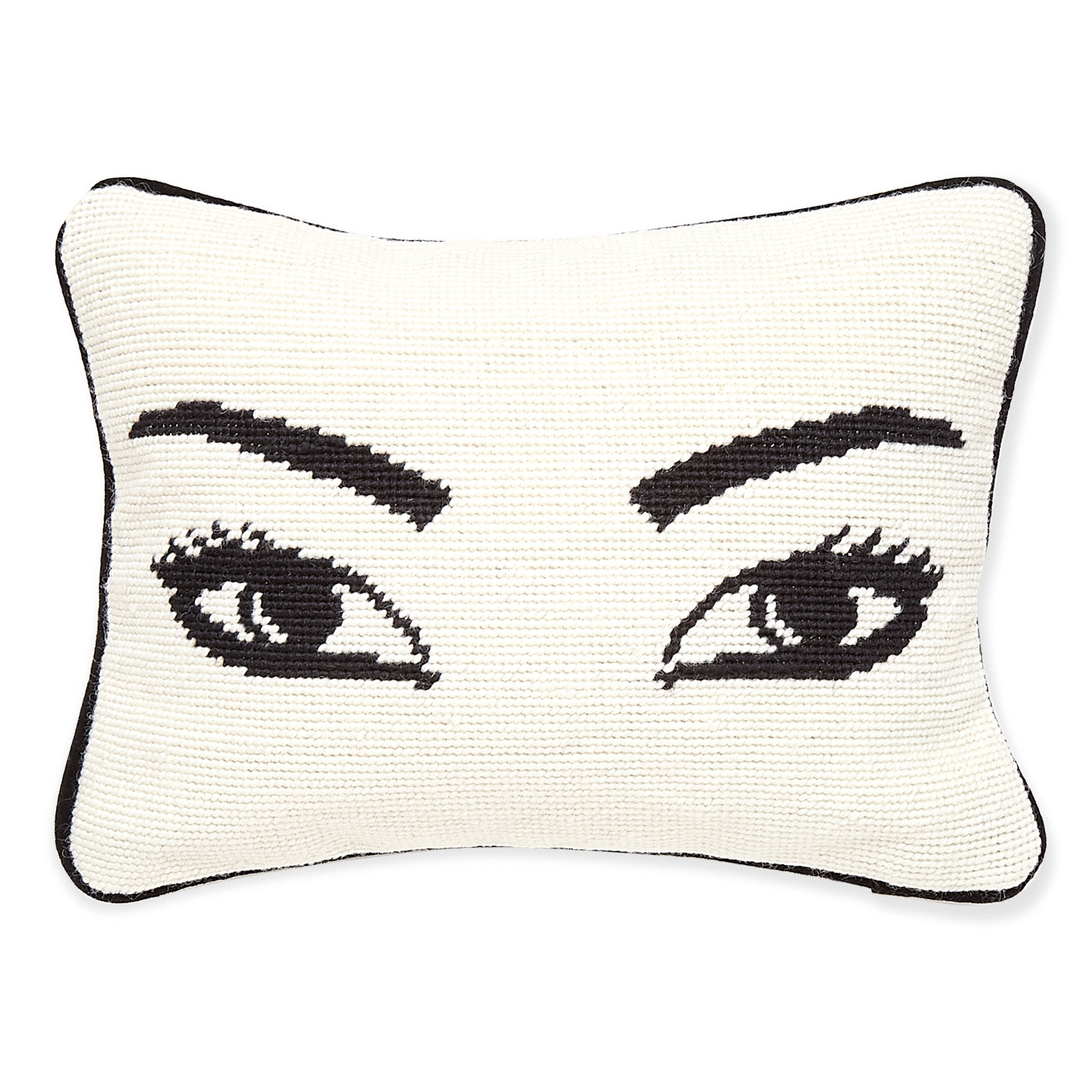 eyes needlepoint throw pillow - styled view