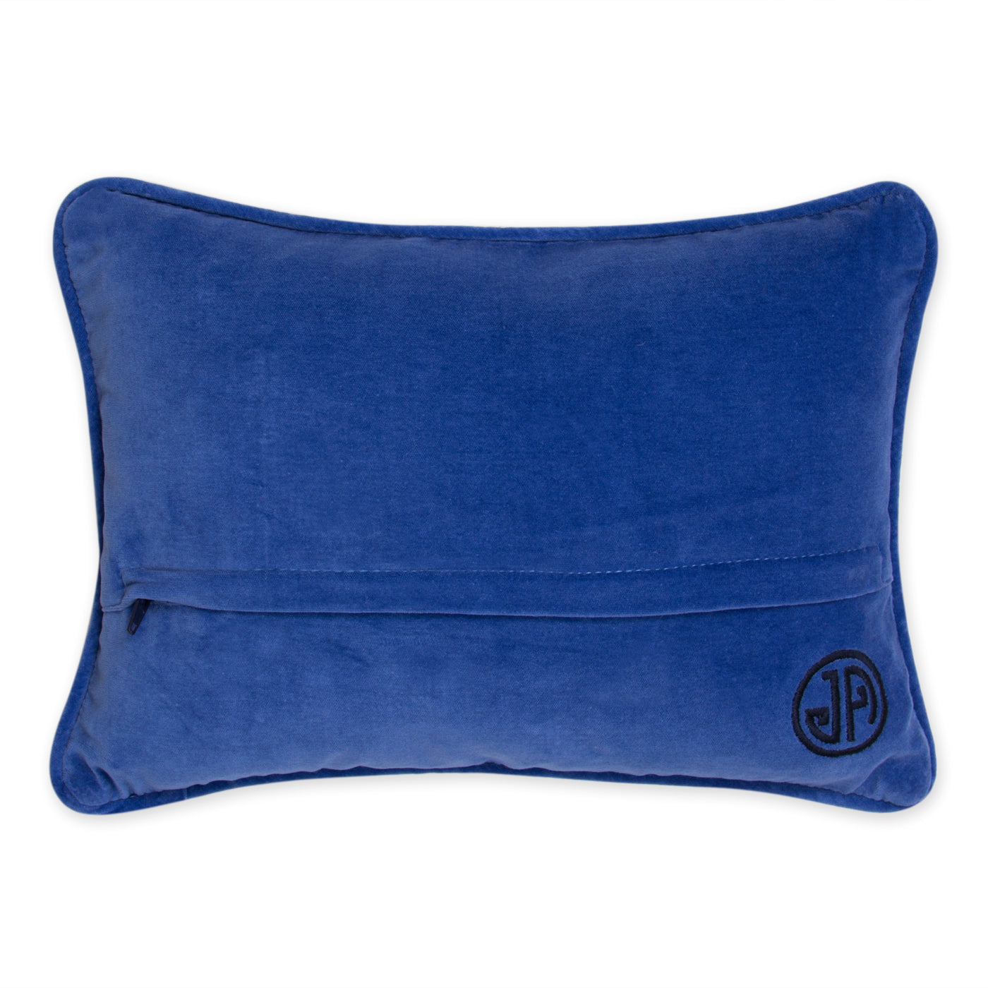 jet set london pillow wool needlepoint multicolor velvet navy back - back view