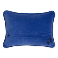 jet set london pillow wool needlepoint multicolor velvet navy back - back view