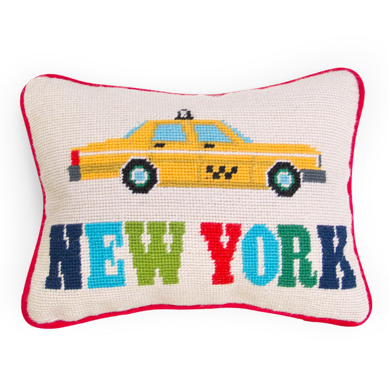 Jet Set Needlepoint Pillow New York - styled view
