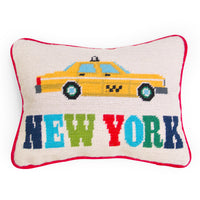 Jet Set Needlepoint Pillow New York - styled view