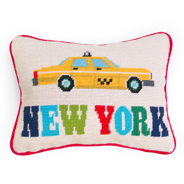 Jet Set Needlepoint New York Pillow in Velvet | Jonathan Adler