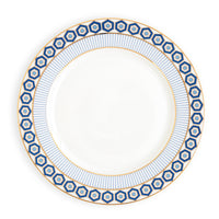 newport dessert plate porcelain blue white gold - front view