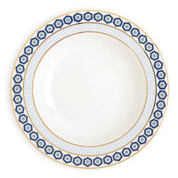 newport soup bowl porcelain blue white gold - front view